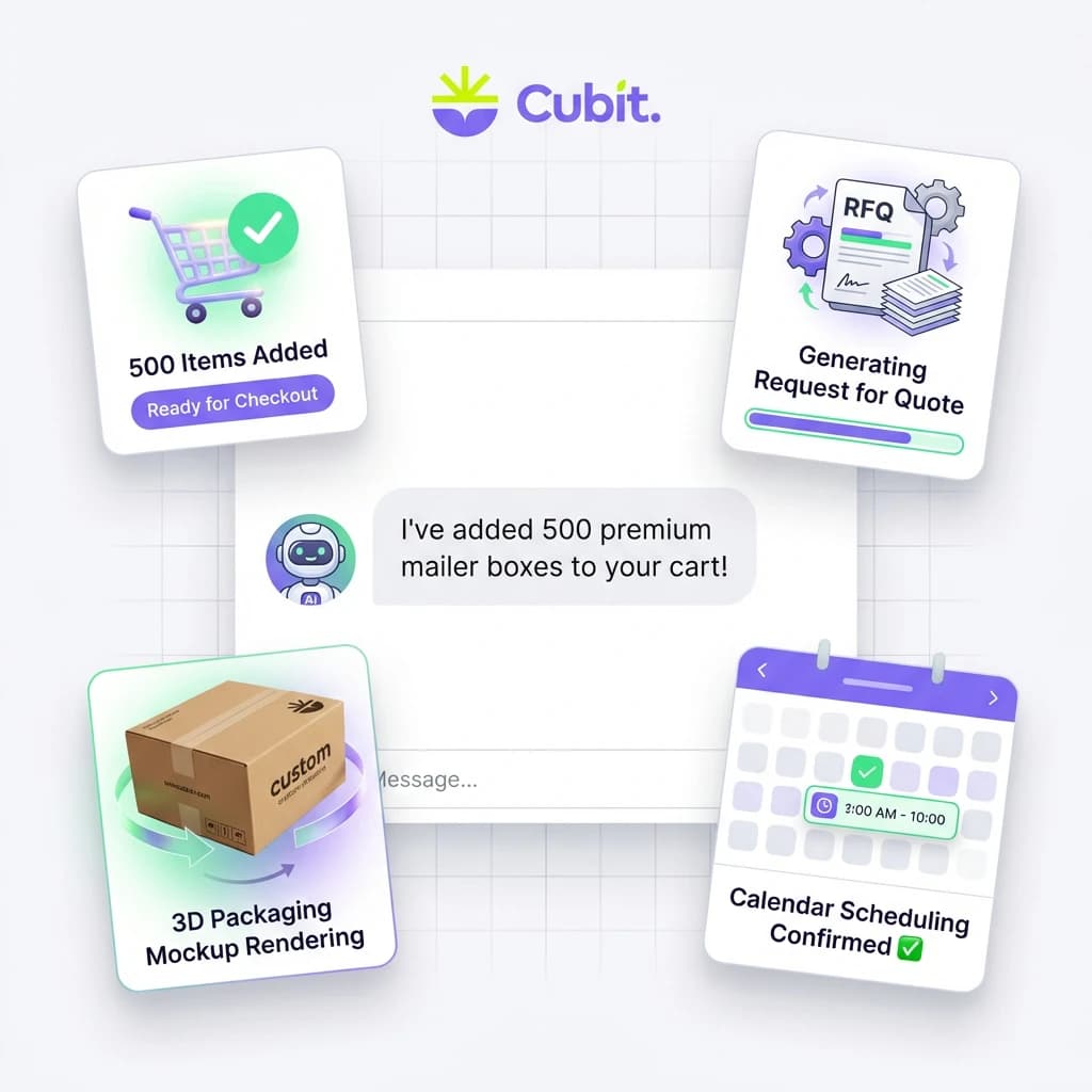 AI Consultant taking actions - adding to cart, generating RFQs, creating mockups