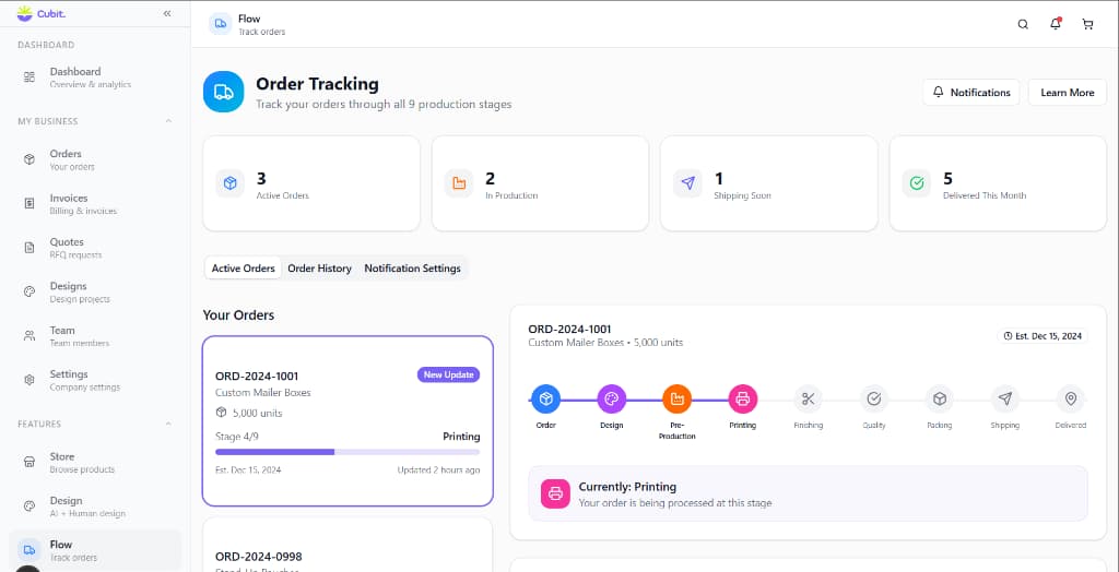 Cubit Flow Dashboard